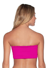 Load image into Gallery viewer, Maaji Hibiscus Pink Ruched Reversible Bandeau Bikini Top