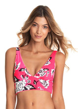 Load image into Gallery viewer, Maaji Festive Pink Jukebox Reversible Halter Bikini Top