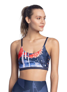 Maaji Idyllic Efflorescence Gray Reversible Medium-Impact Sports Bra