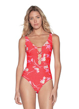 Load image into Gallery viewer, Maaji Scarlet Goddess Reversible Lace Up One Piece Swimsuit
