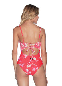 Maaji Scarlet Goddess Reversible Lace Up One Piece Swimsuit