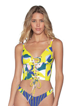 Load image into Gallery viewer, Maaji Waterlily Middi Lace Up Cami Reversible Bikini Top
