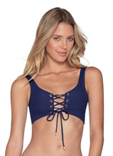 Load image into Gallery viewer, Maaji Ink Blue Dazzling 4-Way Reversible Bralette Bikini Top
