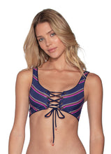 Load image into Gallery viewer, Maaji Ink Blue Dazzling 4-Way Reversible Bralette Bikini Top
