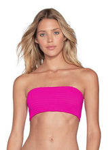 Load image into Gallery viewer, Maaji Hibiscus Pink Ruched Reversible Bandeau Bikini Top
