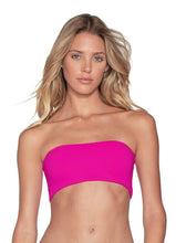 Load image into Gallery viewer, Maaji Hibiscus Pink Ruched Reversible Bandeau Bikini Top
