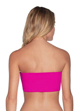 Load image into Gallery viewer, Maaji Hibiscus Pink Ruched Reversible Bandeau Bikini Top
