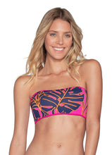 Load image into Gallery viewer, Maaji Hibiscus Pink Ruched Reversible Bandeau Bikini Top
