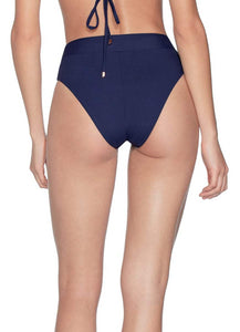 Maaji Ink Blue Suzy Q Reversible High Waisted Bikini Bottom