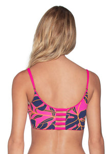 Maaji Hibiscus Pink Praia Reversible Bralette Bikini Top