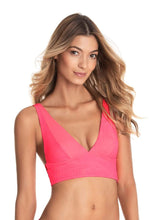 Load image into Gallery viewer, Maaji Festive Pink Jukebox Reversible Halter Bikini Top
