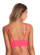 Load image into Gallery viewer, Maaji Festive Pink Jukebox Reversible Halter Bikini Top
