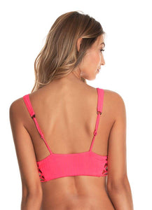 Maaji Festive Pink Jukebox Reversible Halter Bikini Top