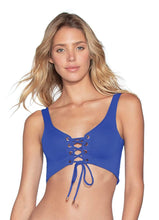 Load image into Gallery viewer, Maaji Pacific Blue Smocking Dazzle 4-Way Reversible Bralette Bikini Top
