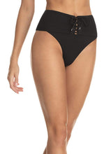 Load image into Gallery viewer, Maaji Hat Black Applause High Rise Reversible Bikini Bottom
